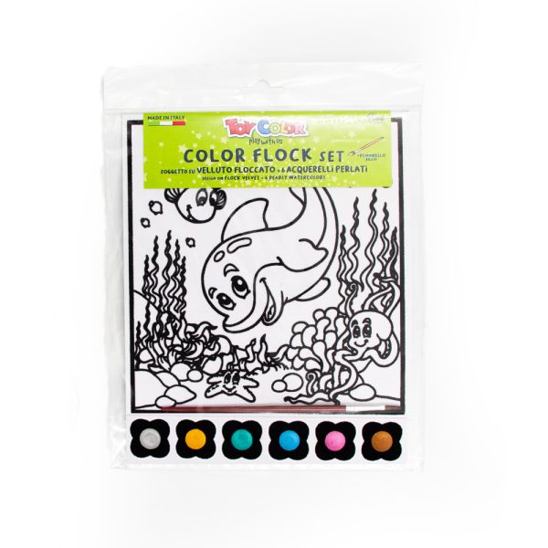 Toy Color – Velvet Art Watercolour Kit – 6 Pearly Colours & Brush – Ocean