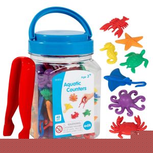 EDX Education – Counters – Aquatic – 6 Colours with Tweezers – 42pcs – Jar