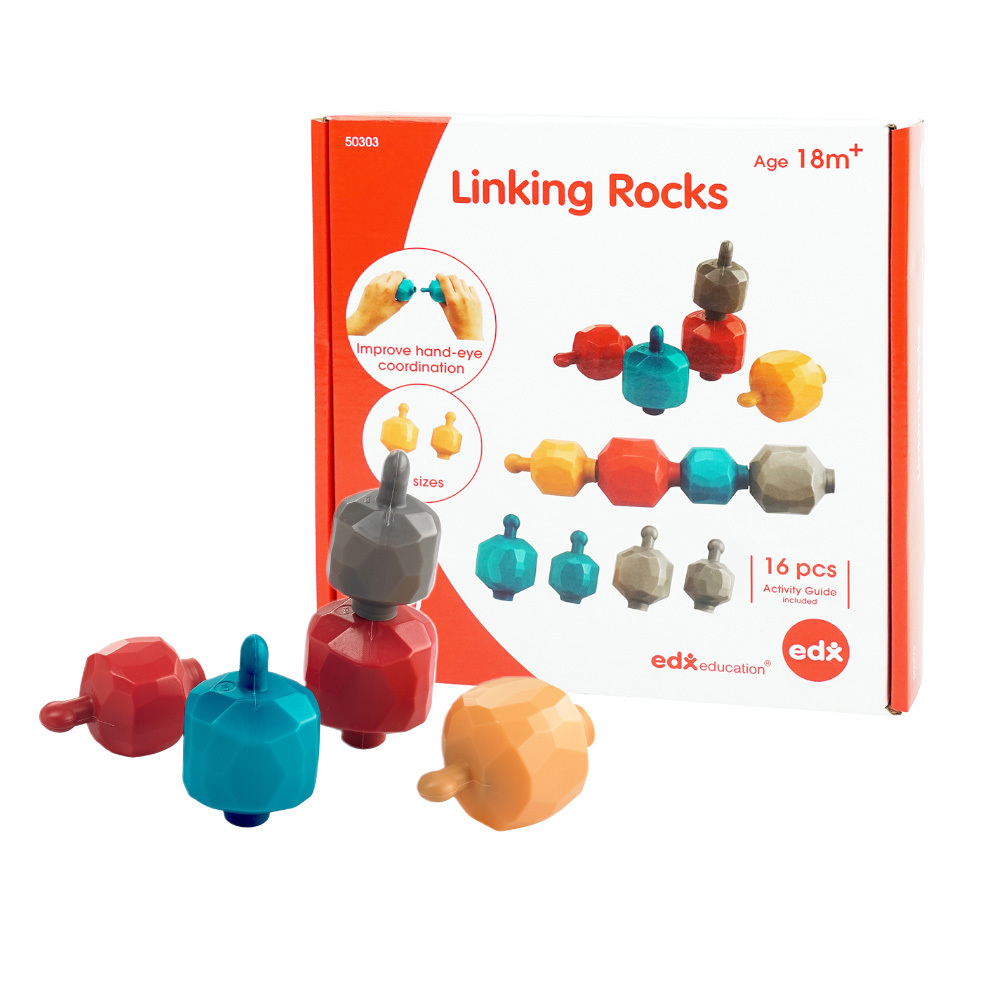 EDX Education – Linking Rocks – 4 Colours & 2 Sizes – Activity Guide – 16pcs