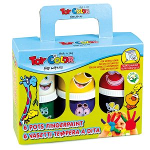 Toy Color – Superwashable & Non-Toxic Fingerpaint for Kids – 6 x 80ml Pot