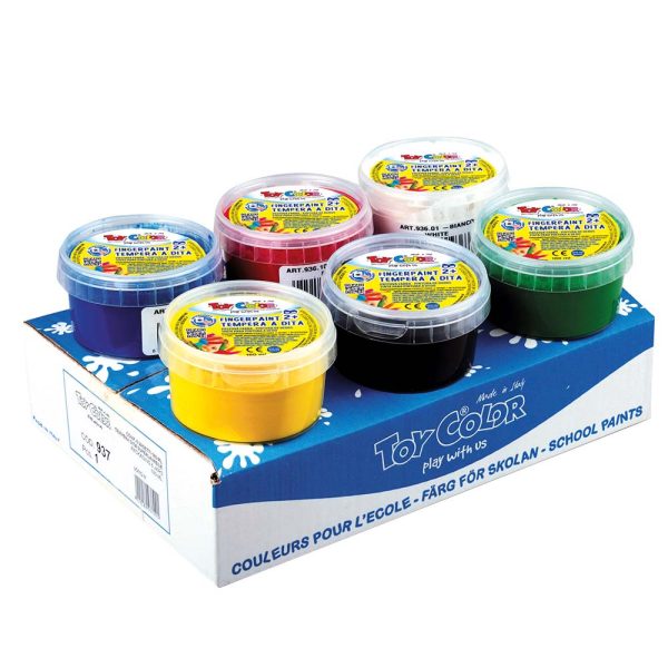 Toy Color – Superwashable Ready-Mix Non-Toxic Fingerpaint – 6 x 180ml Jars